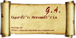 Gyurán Annamária névjegykártya